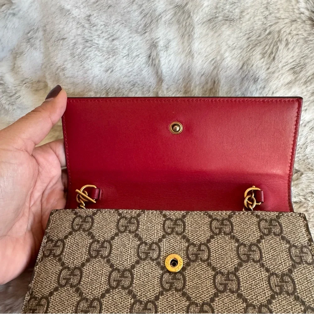 Gucci Beige Monogram Crossbody with Red and Green Cherry Accent P0264